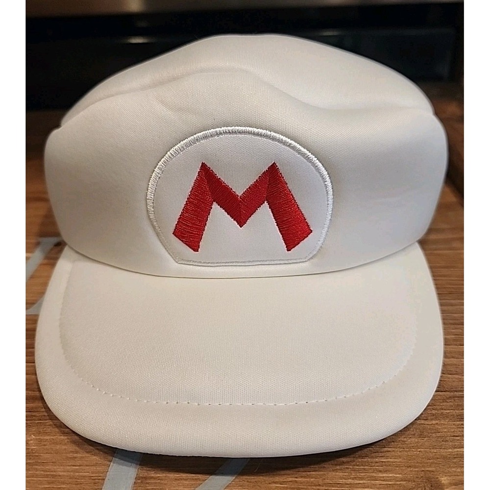 VTG NINTENDO HEAD WEAR SUPER MARIO FIREBALL POWERUP WHITE Hat Retro 2021